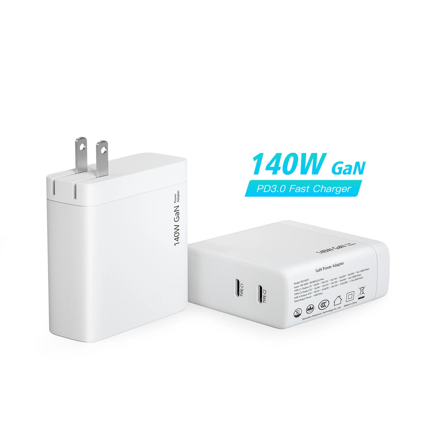 140W dual USB C Port PD Charger US ကို charger
