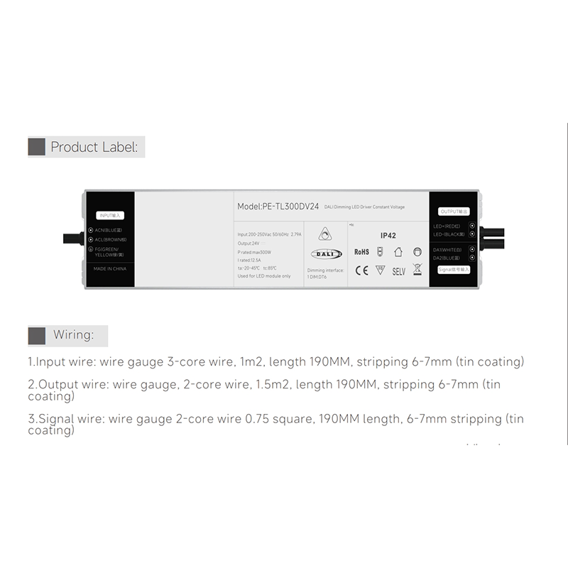 250W Constnat လက်ရှိ DALI Dimmable LED Driver