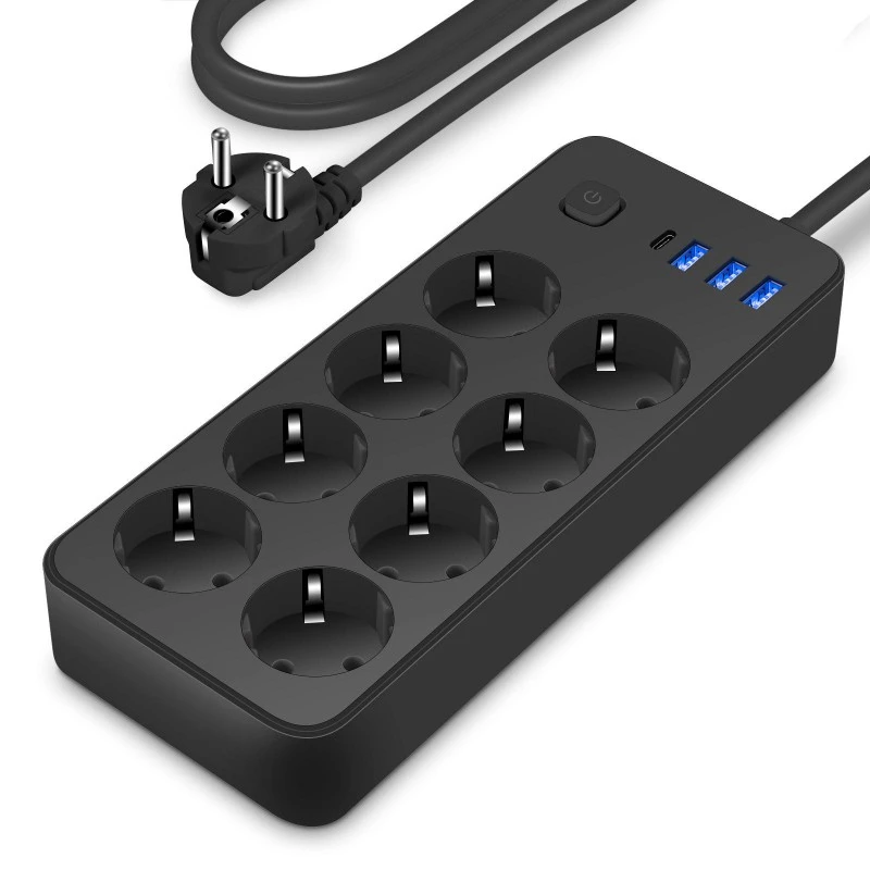 USB Port 4 ခုပါရှိသော EU Standard Power Strip 8 AC