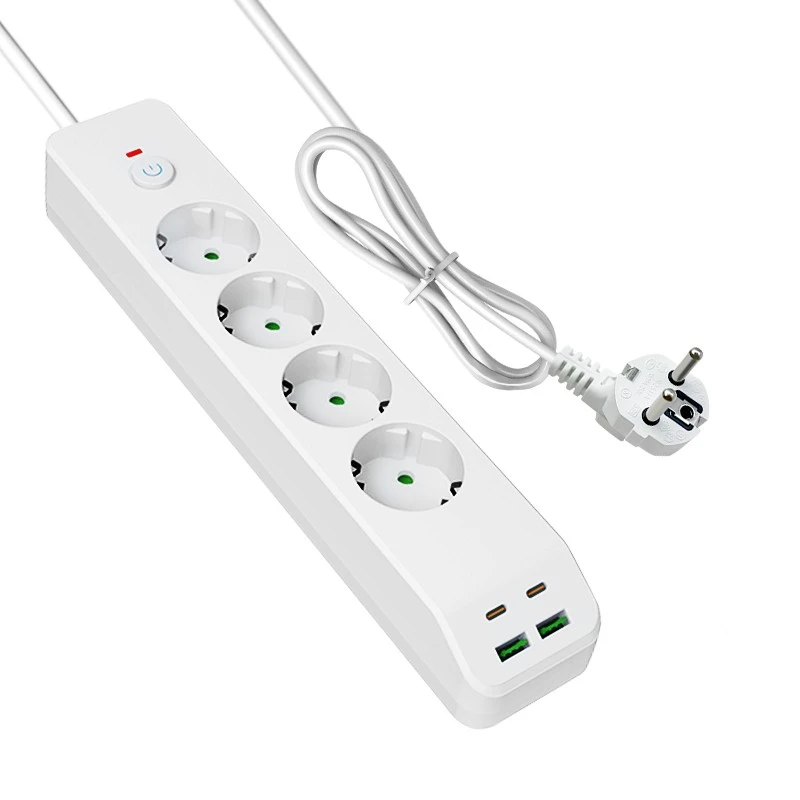 AC 4 ခု နှင့် USB 4 ခုဖြင့် EU Power Strip ကို အမြန်အားသွင်းပါ။